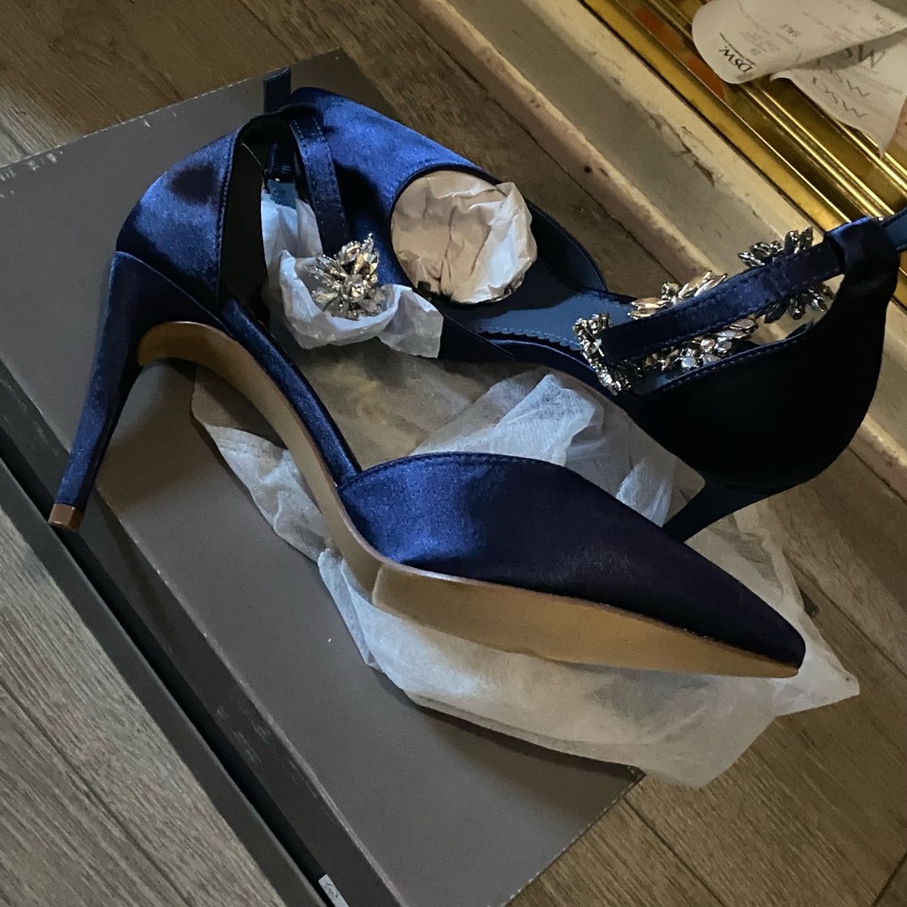 Elegant Blue Satin Women's Heels